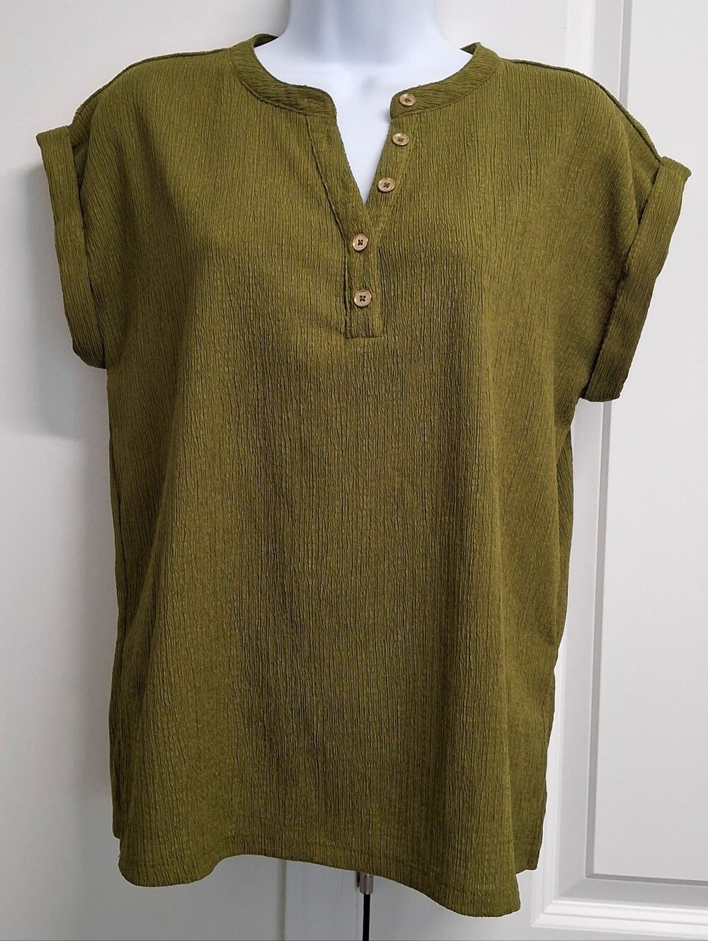 MICHAEL Michael Kors V-neck Short Sleeve Green Olive Blouse S/P Size